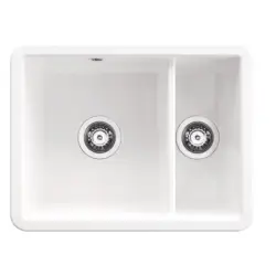 LUMI zlewozmywak ceramiczny 1.5-komorowy  55,5 x 43 x 22 cm  biały